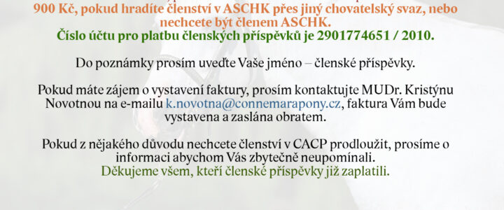 Členské příspěvky pro rok 2026